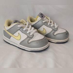 VTG NIKE Lil' Dunk Low '05 TD White Gray Lemon Chiffon Toddler Sneakers Size 7C